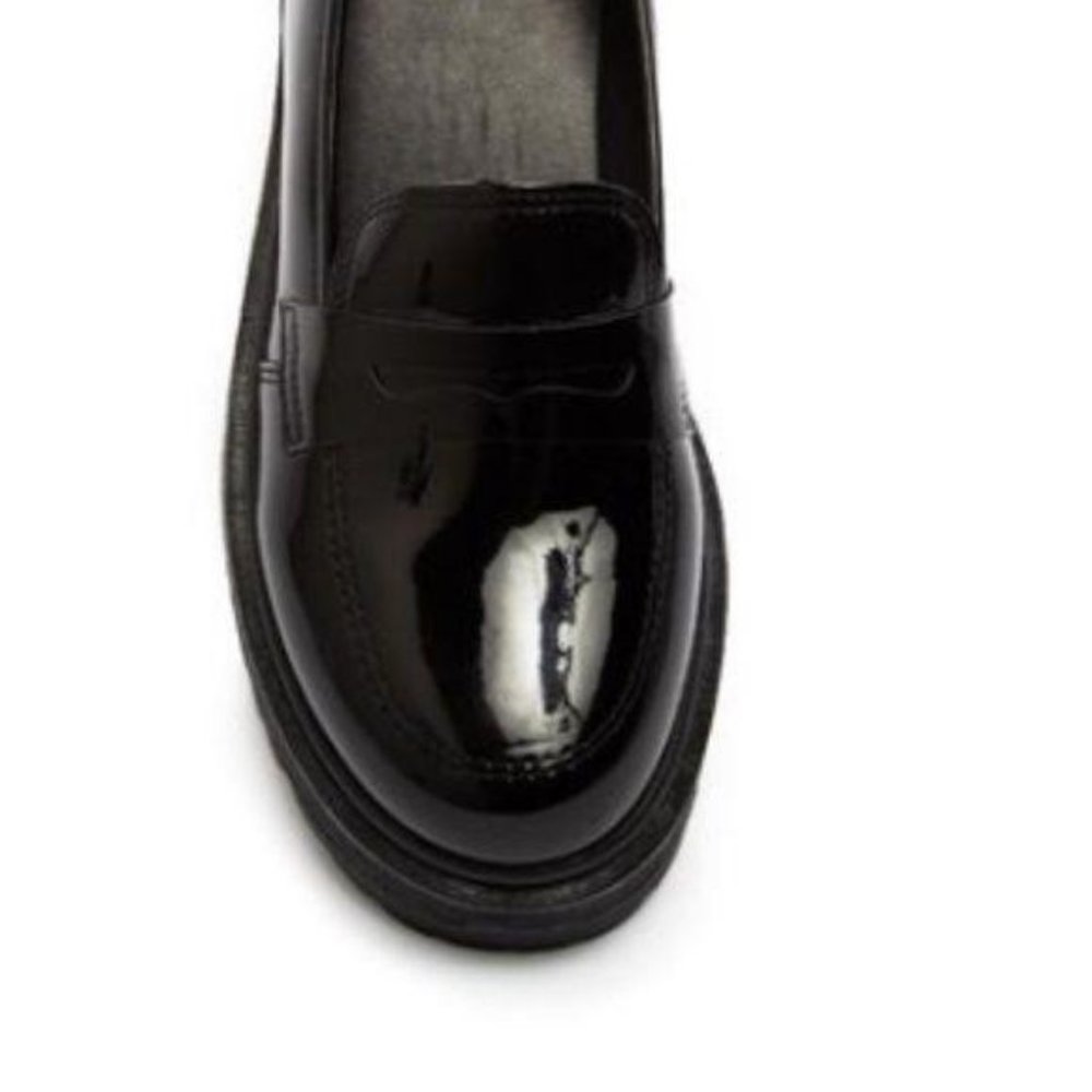 Black Patent Leather Chunky Sole Loafers - Picture 9 of 12